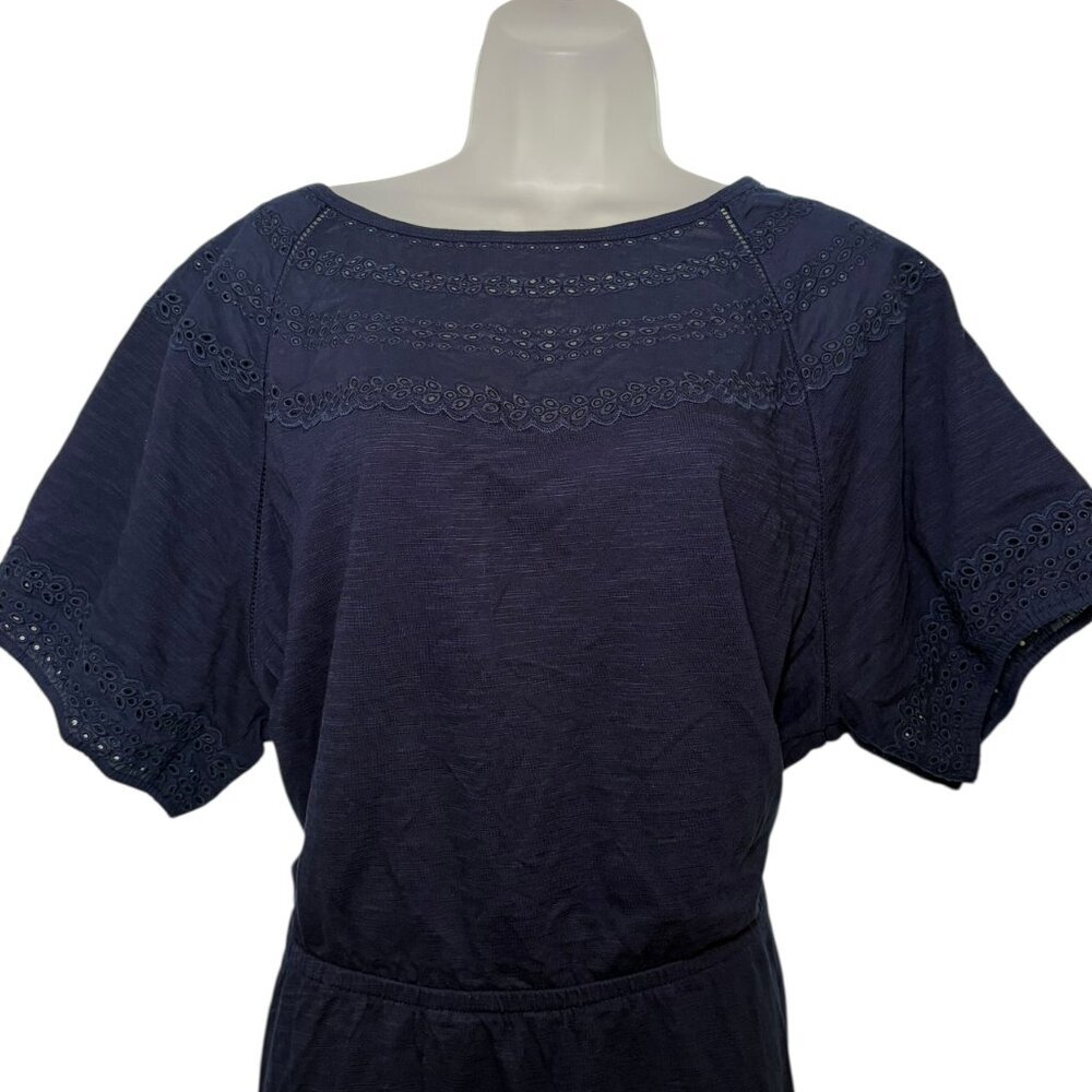 Talbots 3X Navy Eyelet Slub Knit Fit & Flare Dress Plus - Picture 5 of 7